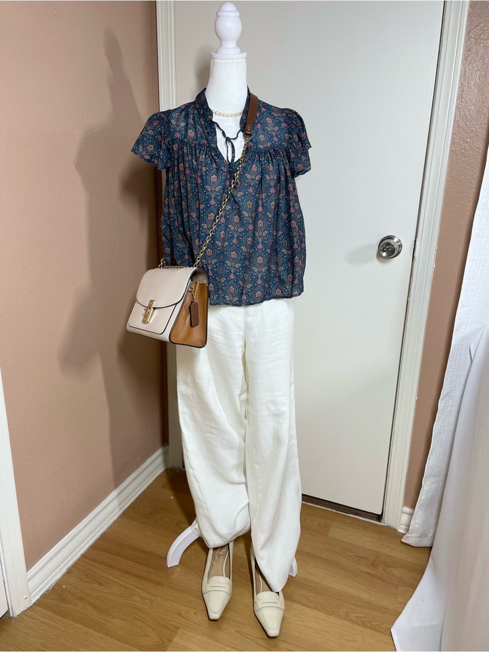 Ginew Native Americana Silk Blend Paisley Blouse Flutter Sleeve Top SizeM, Boho